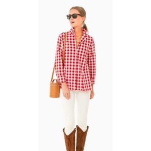 Tuckernuck Pomander Place Apple Red Gingham Scarlett Button Down Sz. L